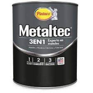 Pintura de esmalte metaltec  3 en 1 de color negro de 1gl 3.78 lts
