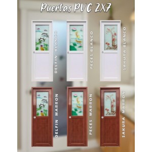 Puertas de PVC  con vital de baño color blanca y chocolate